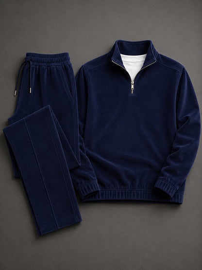 Men's Solid-Color Zipper Hoodie and Pants Set