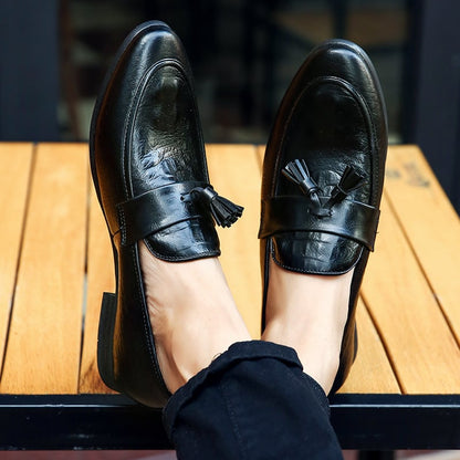 Business Casual Simple Fashion Tassel Men'S Leather Shoes