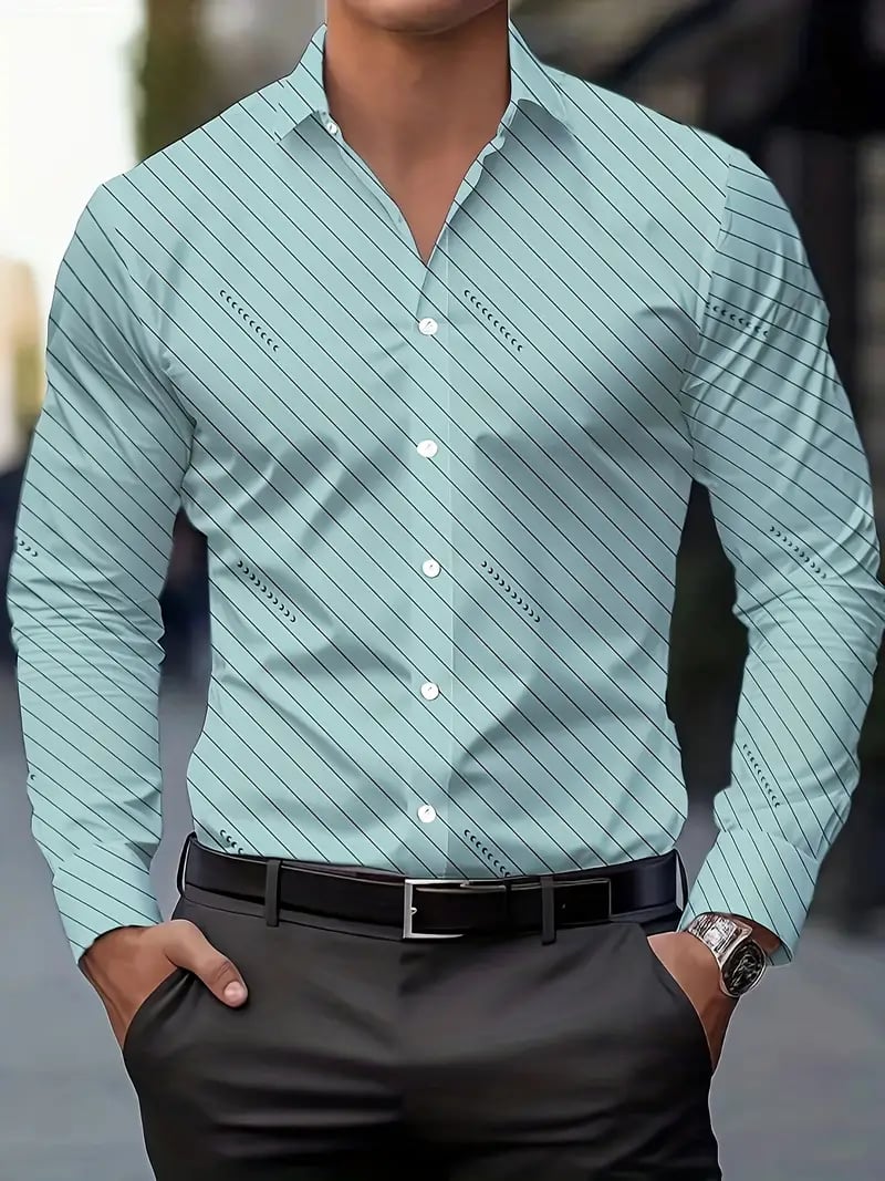 Men's Street Style Business Casual Printed Long Sleeve Shirt