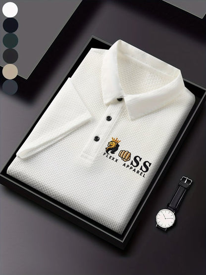 Men'S Waffle Fabric Casual Short Sleeve POLO Shirt