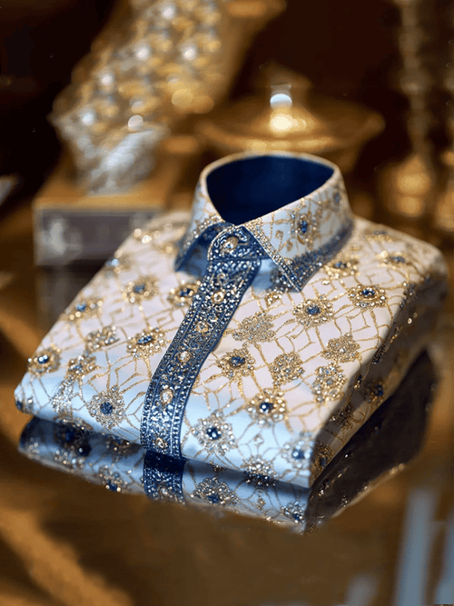 Men's Satin Luxe Print Short Sleeve Button Shirt