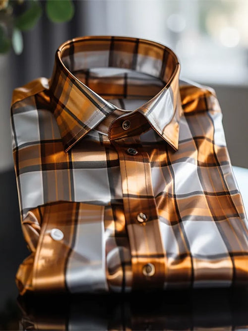 Men's Stripe Print Business Long Sleeve Shirt