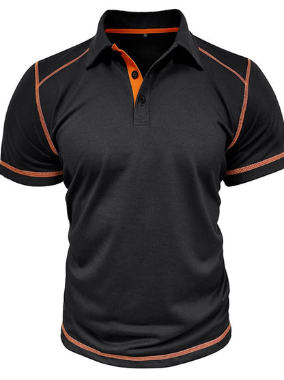 Men's Color Blocking Polo Collar Short Sleeved Polo Shirt
