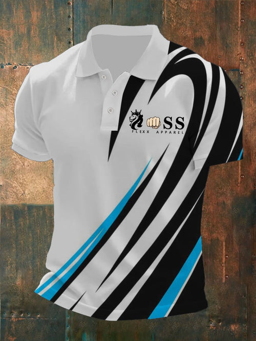 Men's retro business casual contrast color polo shirt