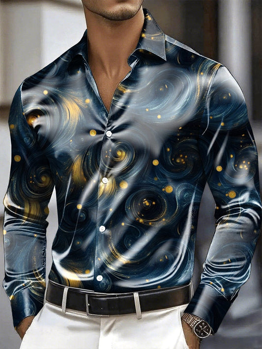 Men's Satin Luxe Long Sleeve Button Down Shirt