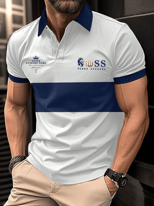 Men's Business Logo Button-Down Short Sleeve Polo Shirt