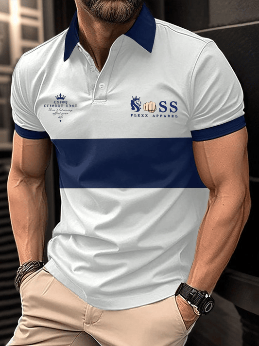 Men's Business Logo Button-Down Short Sleeve Polo Shirt
