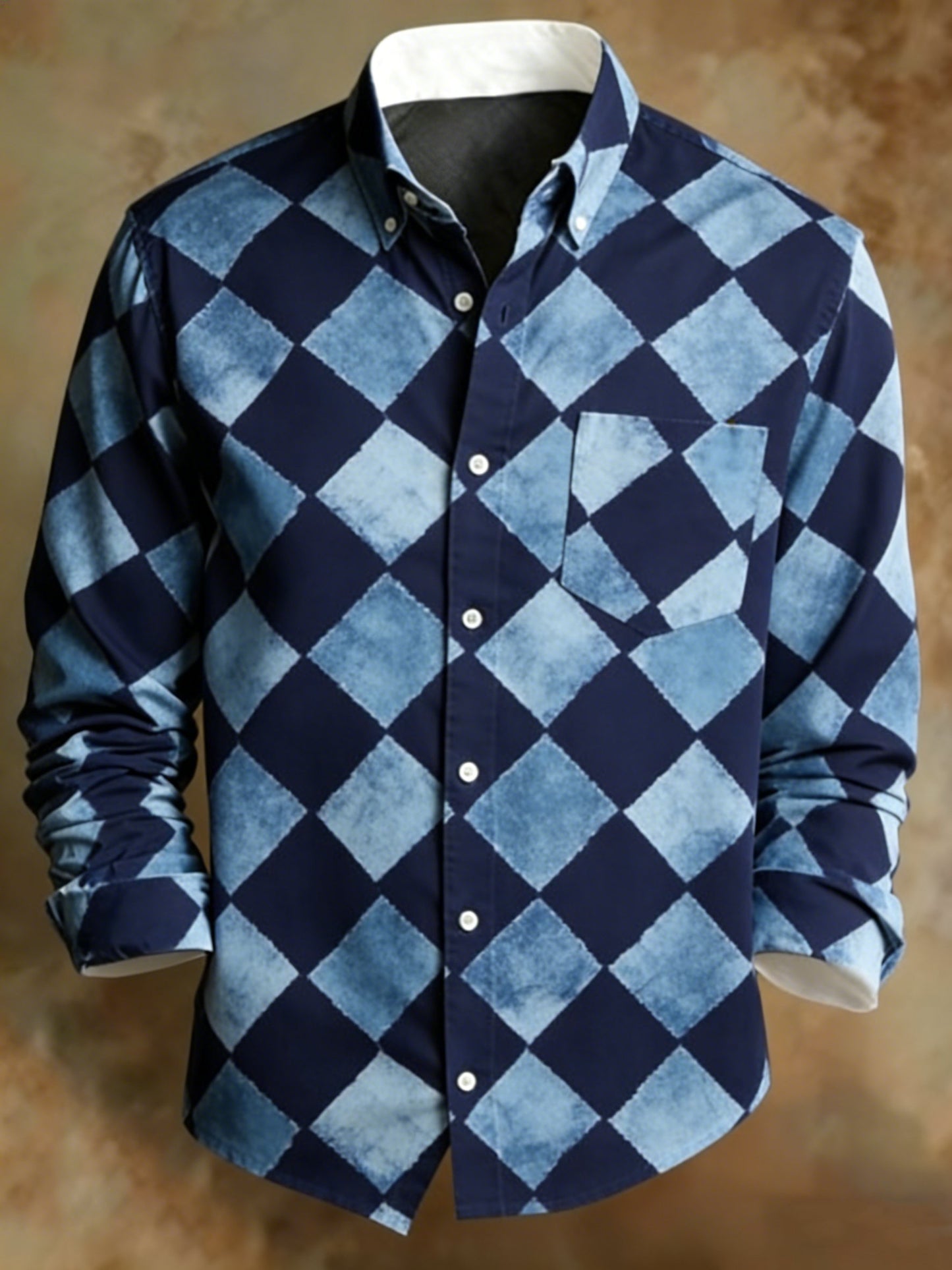 Men's Retro Abstract Art Print Pattern Business Style Shirt