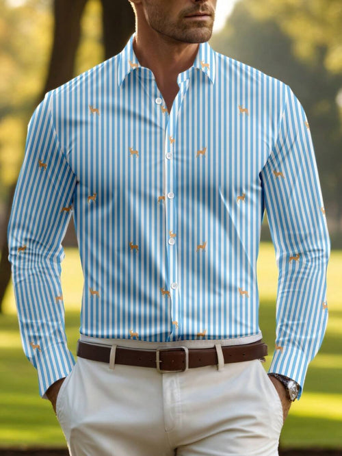 Men's Street Style Business Casual Printed Long Sleeve Shirt