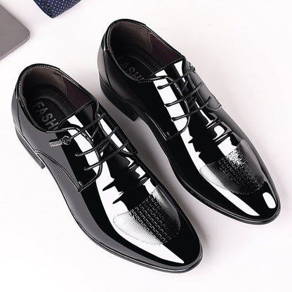 Men's Comfortable British Business Lace-up Patent Leather Shoes