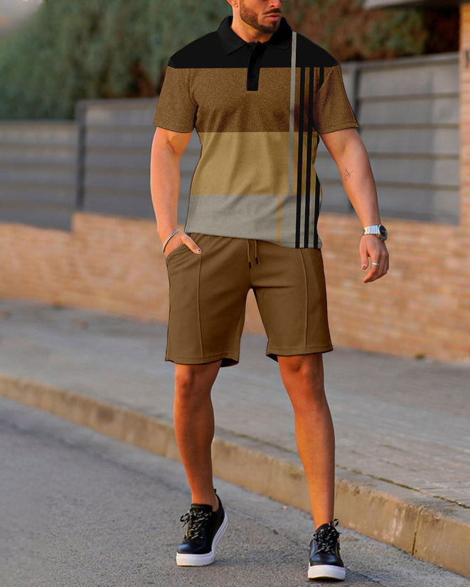Suitmens Men's Coffee Summer POLO Suit