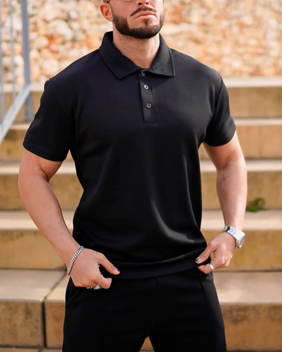 Suitmens Men's Black Summer POLO Suit