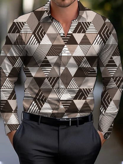 Men's Business Style Geometric Print Shirt