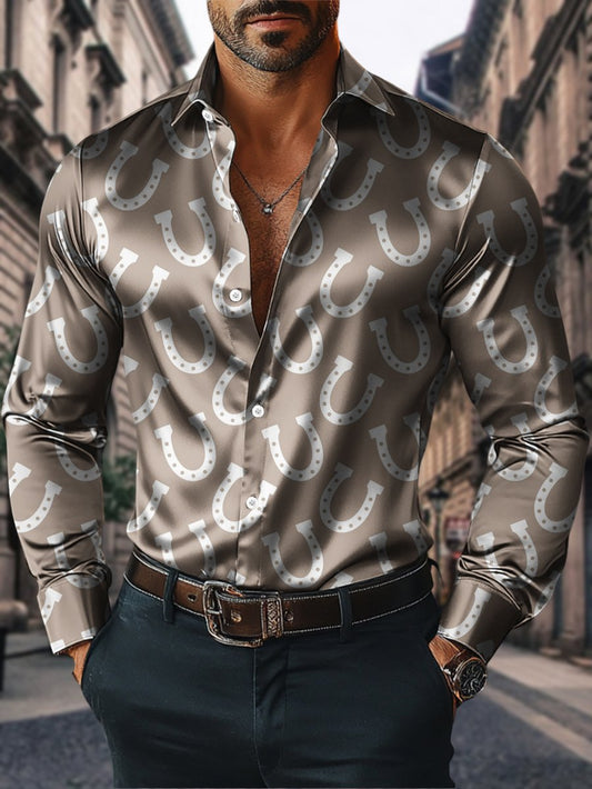 Men's Satin Luxe Long Sleeve Button Down Shirt