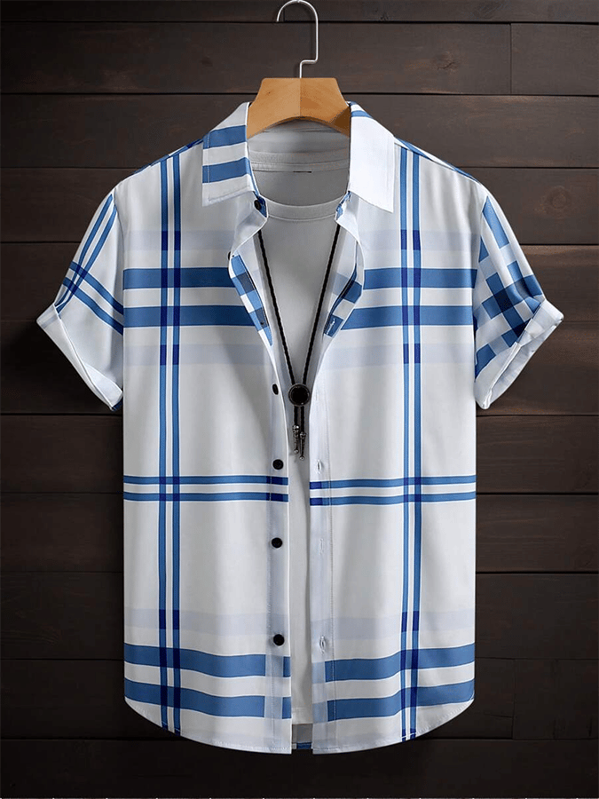 Men's Plaid Business Short Sleeve Shirt