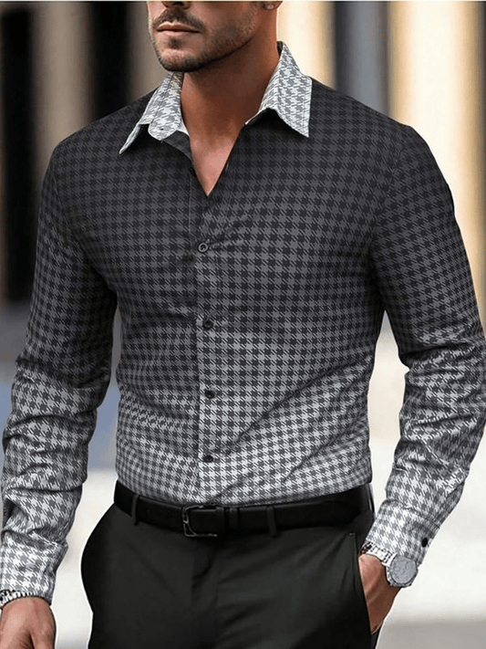 Men's Plaid Business Long Sleeve Shirt