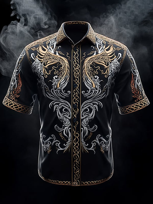 Men's Retro Viking Graphic Short Sleeve Shirt