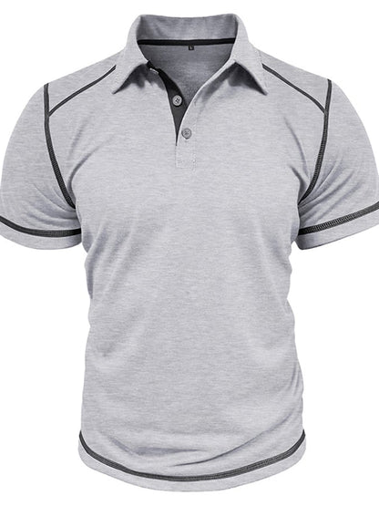 Men's Color Blocking Polo Collar Short Sleeved Polo Shirt