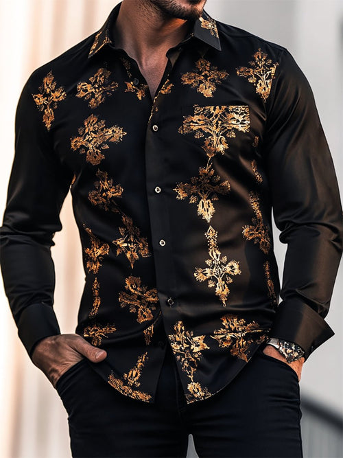 Men's Satin Luxe Long Sleeve Button Down Shirt