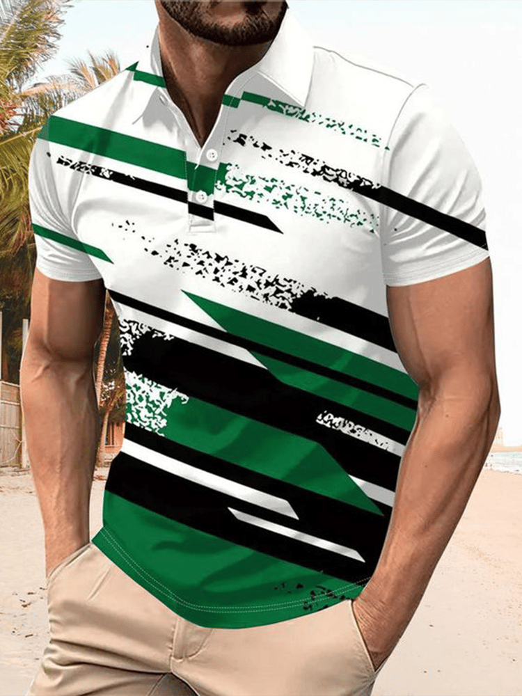 Men's Casual Business Button Short Sleeve Polo Shirt