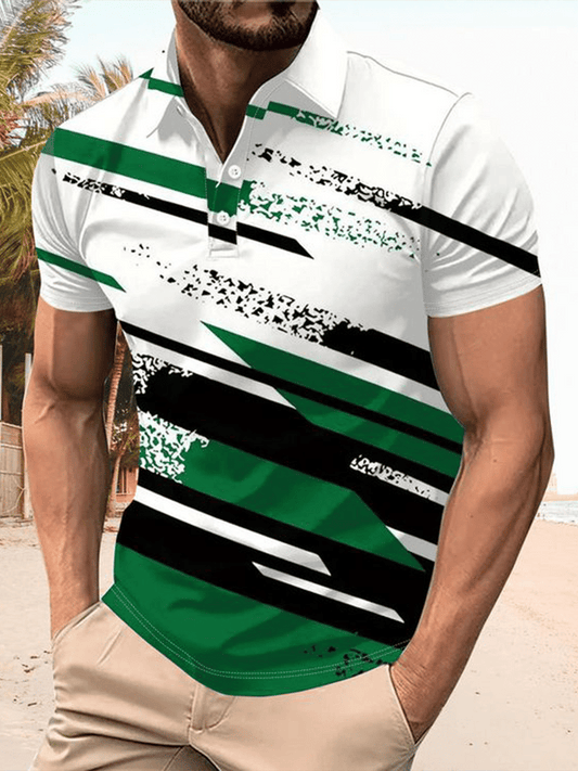 Men's Casual Business Button Short Sleeve Polo Shirt