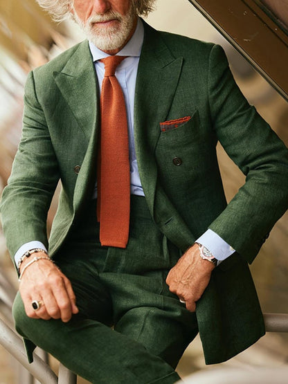Men's Retro Double Breasted Pocket Design Gentleman Business Suit Jacket