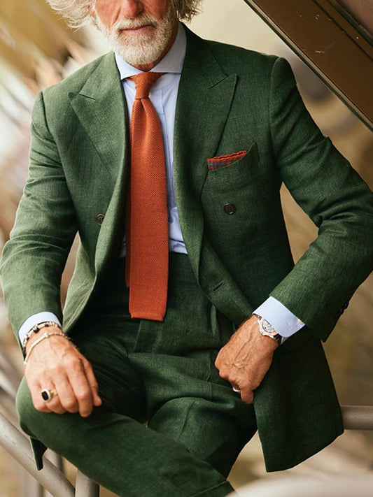 Men's Retro Double Breasted Pocket Design Gentleman Business Suit Jacket
