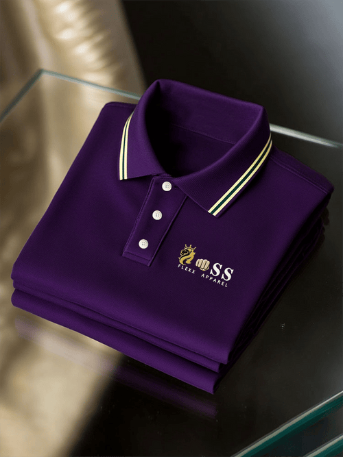 Men's Business Casual Printed Short Sleeve Polo Shirt