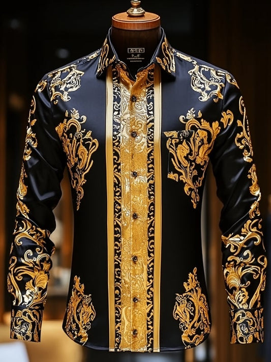 Men's Satin Luxe Long Sleeve Button Down Shirt