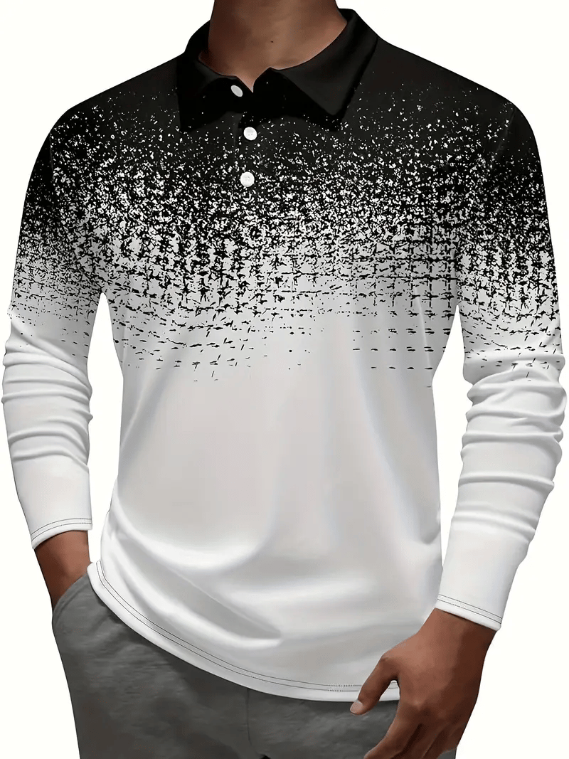 Men's Business Casual Striped Button-Down Polo