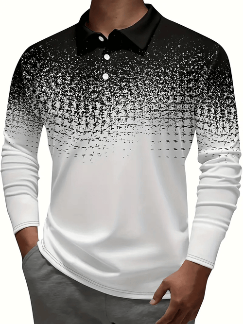 Men's Business Casual Striped Button-Down Polo
