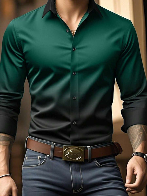 Men's Street Style Business Casual Printed Long Sleeve Shirt