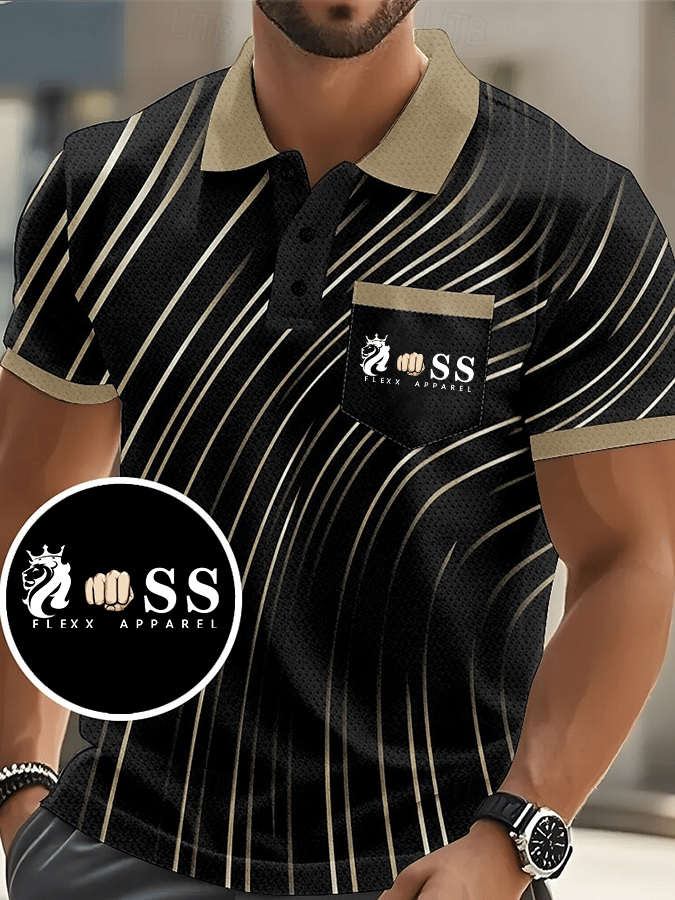 Men's Fashion Business Letter Printed Casual Polo Shirt