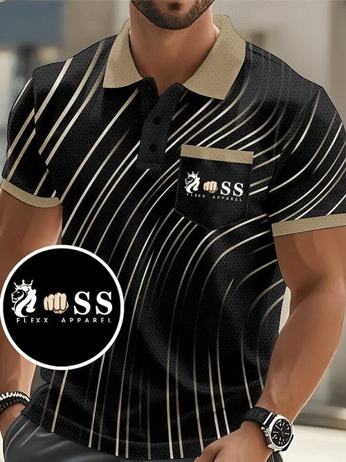 Men's Fashion Business Letter Printed Casual Polo Shirt