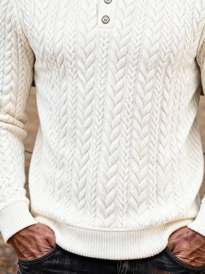Men's Retro Comfort Warm Textured Fabric Hooded Sweatshirt