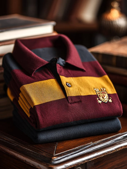Men's Business Casual Artistic Button Short Sleeve Polo Shirt