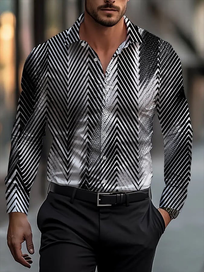 Men's Street Style Business Casual Printed Long Sleeve Shirt