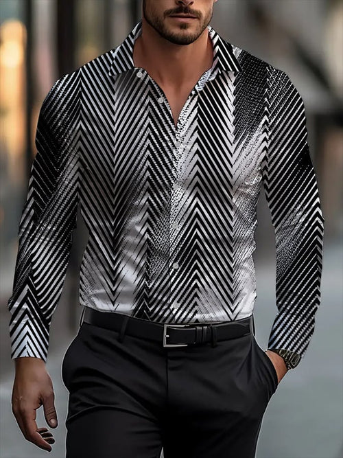 Men's Street Style Business Casual Printed Long Sleeve Shirt