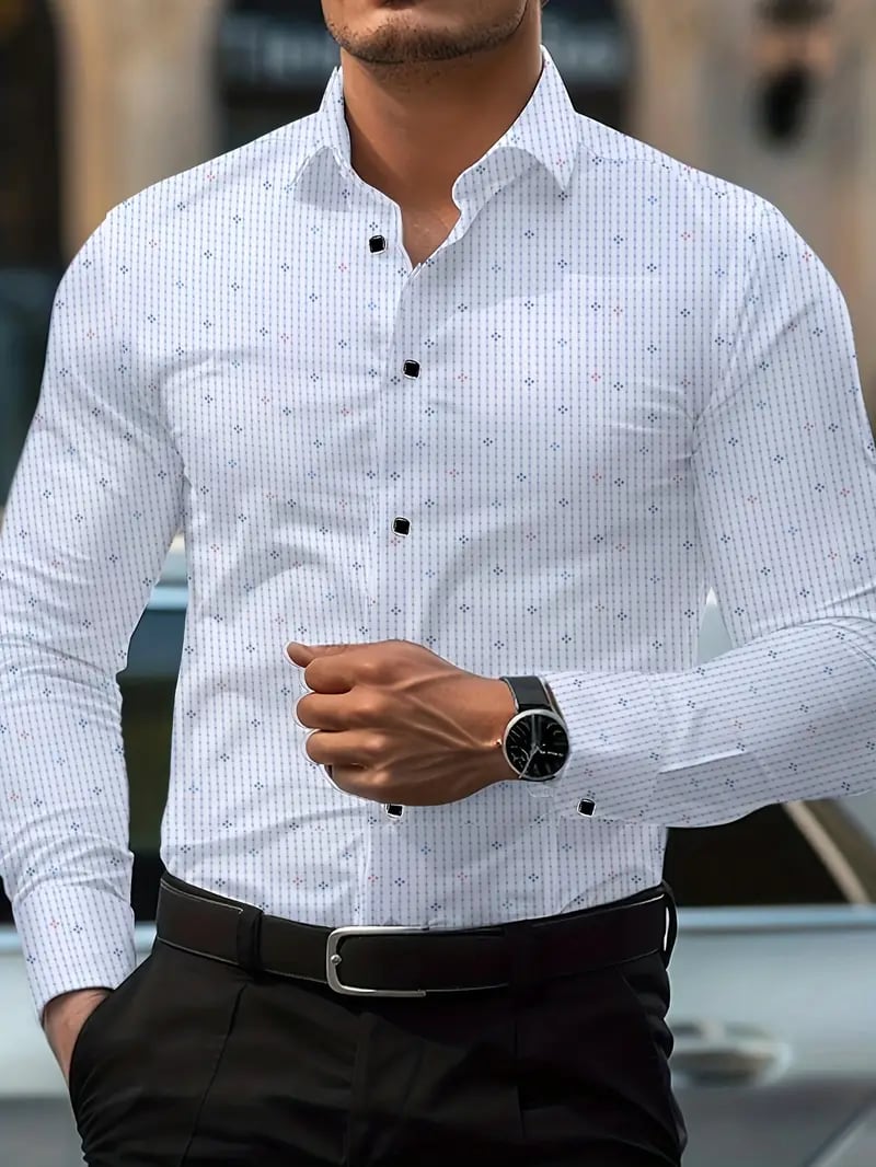 Men's Business Print Long Sleeve Shirt
