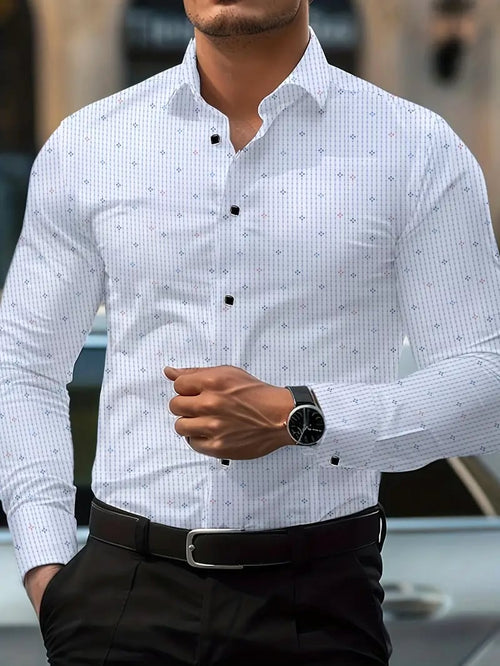 Men's Business Print Long Sleeve Shirt