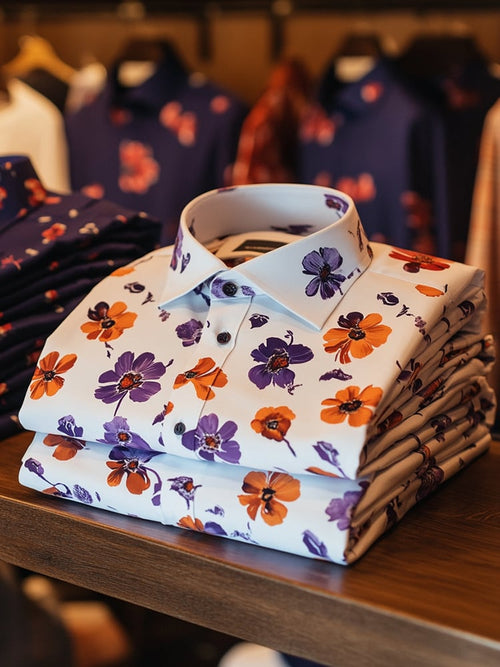 Men's Business Luxury Floral Print Short-sleeved Shirt