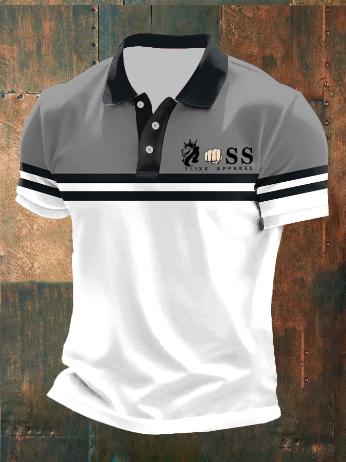 Men's Casual Retro Business Contrast Color Polo