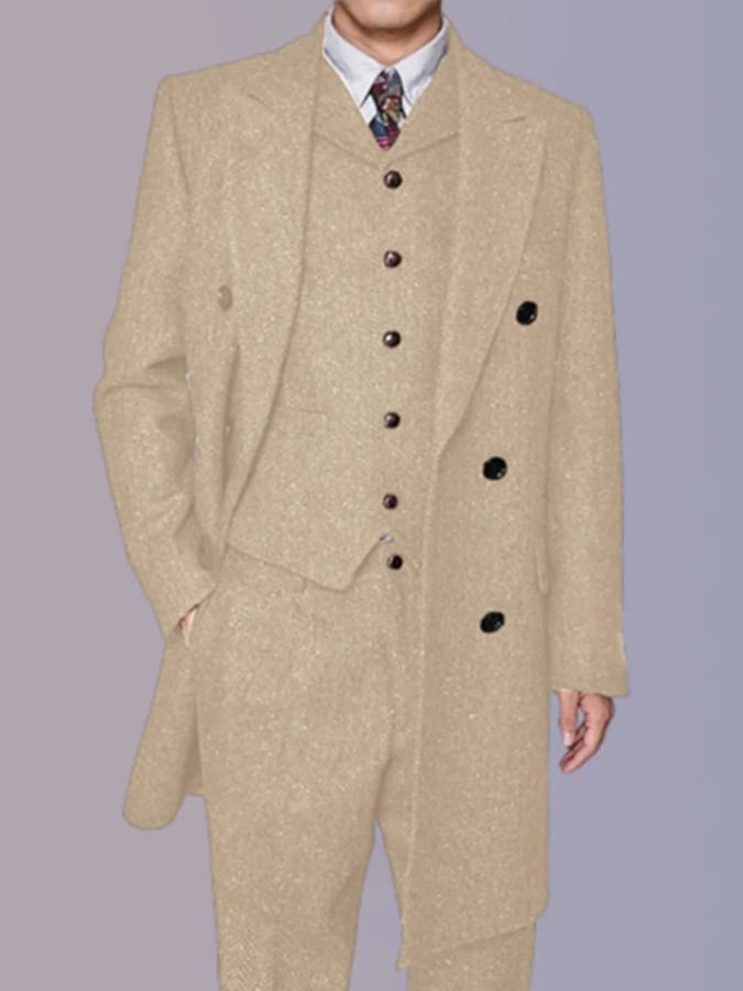 Men's Business Single-Breasted Solid Color Three-Piece Suit
