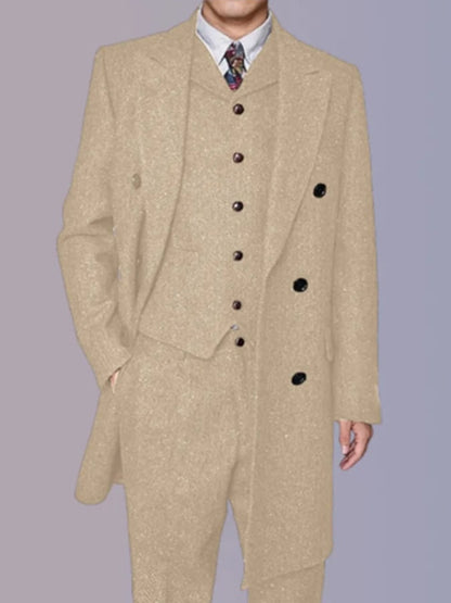 Men's Business Single-Breasted Solid Color Three-Piece Suit
