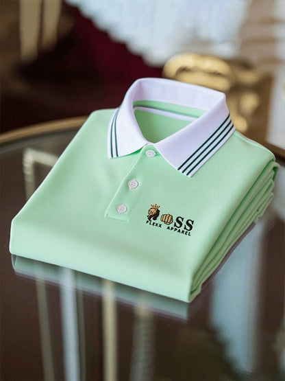 Men's Business Casual Printed Short Sleeve Polo Shirt