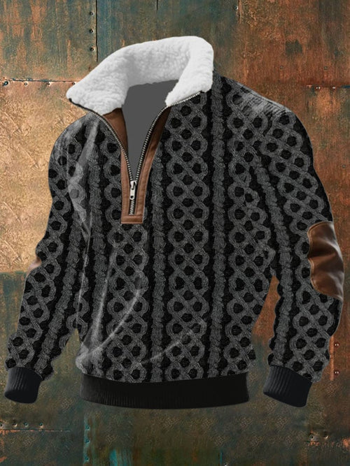 Men's Cable Textured Print Casual Sweatshirt