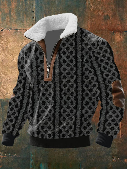 Men's Cable Textured Print Casual Sweatshirt