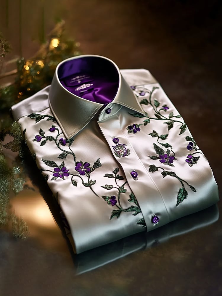 Men's Satin Luxe Long Sleeve Button Down Shirt