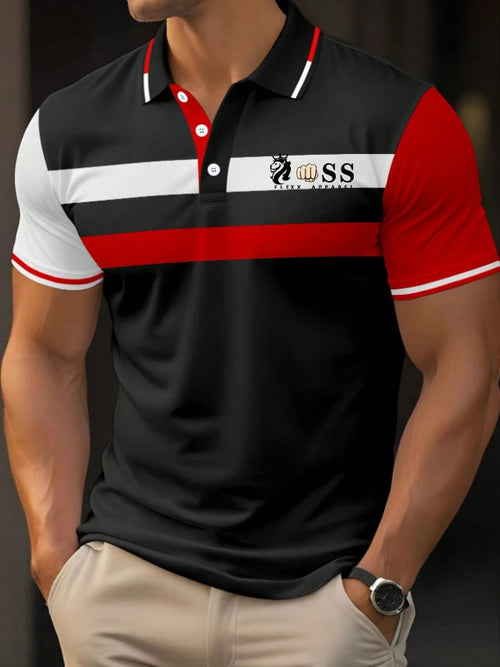 Men's Casual Retro Business Contrast Color Polo
