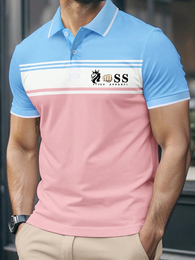 Men's Casual Retro Business Contrast Color Polo